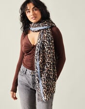Lightweight Leopard Print Scarf, , large