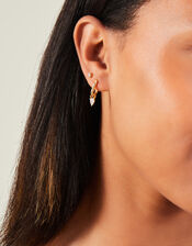 14ct Gold-Plated Drop Square Hoops, , large