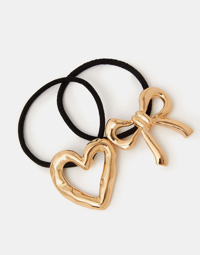 2-Pack Metal Heart & Bow Hair Bands, , large