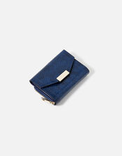 Faye Snake Foldover Purse , Blue (NAVY), large