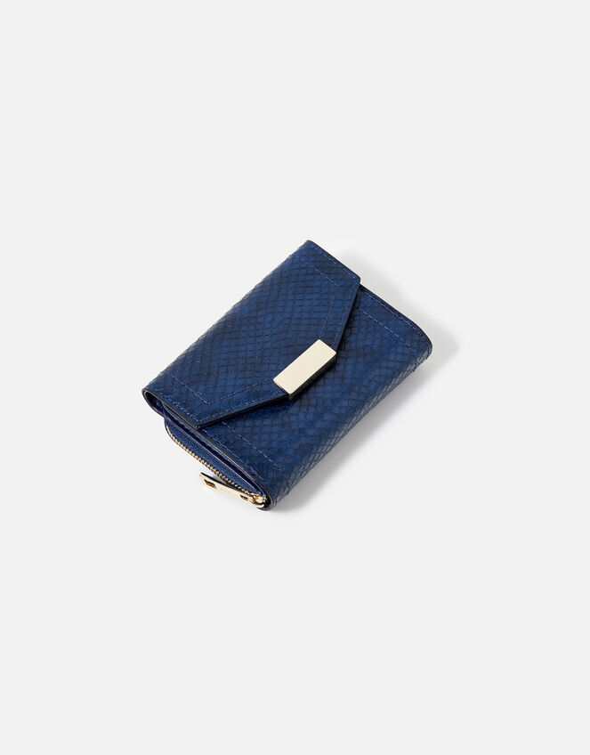 Faye Snake Foldover Purse , Blue (NAVY), large