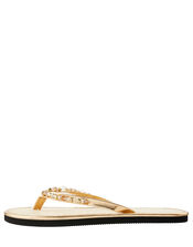 Silver Crystal Flip Flops, Gold (GOLD), large