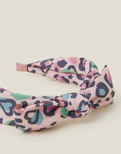 Girls Bow Leopard Print Headband, , large
