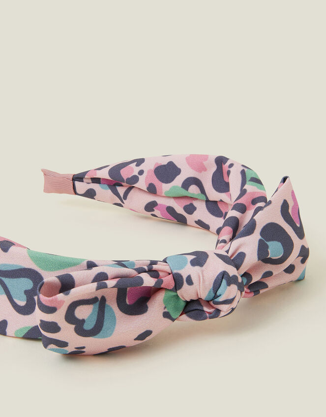 Girls Bow Leopard Print Headband, , large