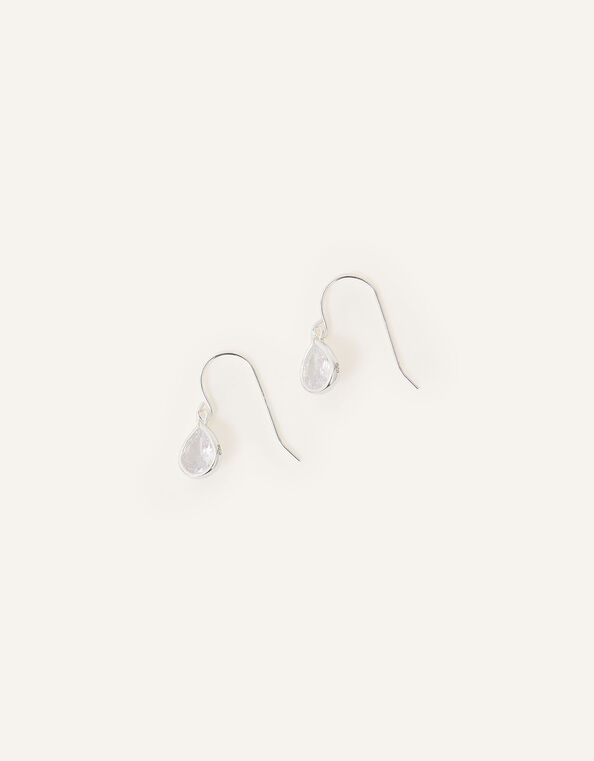 Sterling Silver Crystal Drop Earrings, , large
