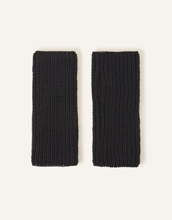 Ribbed Cut Off Gloves, Black (BLACK), large