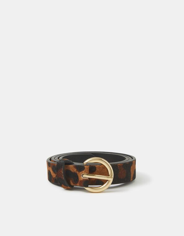 Leopard Print Leather Belt, Leopard (LEOPARD), large