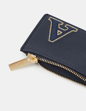 Initial Card Holder, Blue (NAVY), large