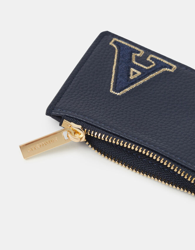 Initial Card Holder, Blue (NAVY), large