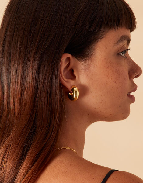 14ct Gold-Plated Chunky Bubble Hoop Earrings, , large