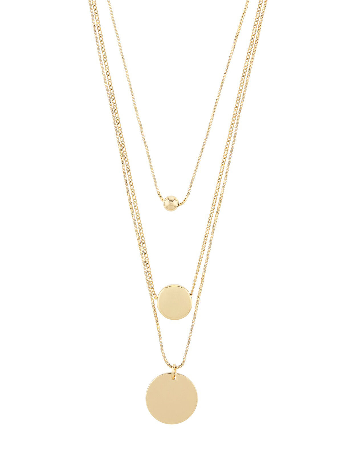 Layered Disc Pendant Necklace 