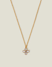 14ct Gold-Plated Mother of Pearl Clover Pendant Necklace, , large