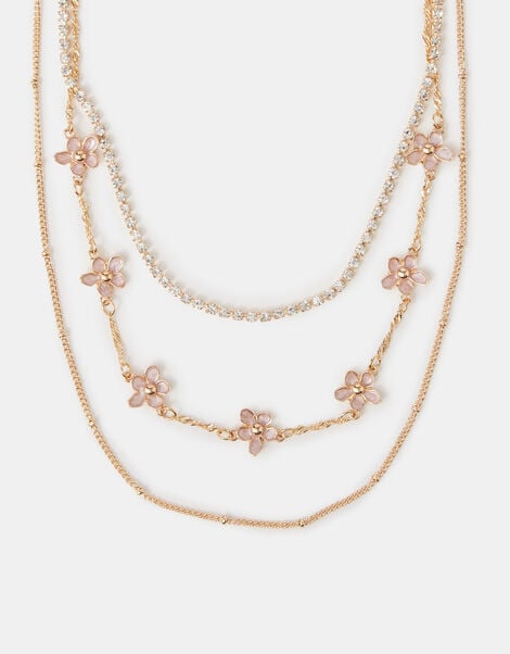 3-Pack Flower Chain Necklaces, , large