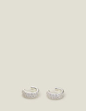 Sterling Silver-Plated Chunky Hoops, , large