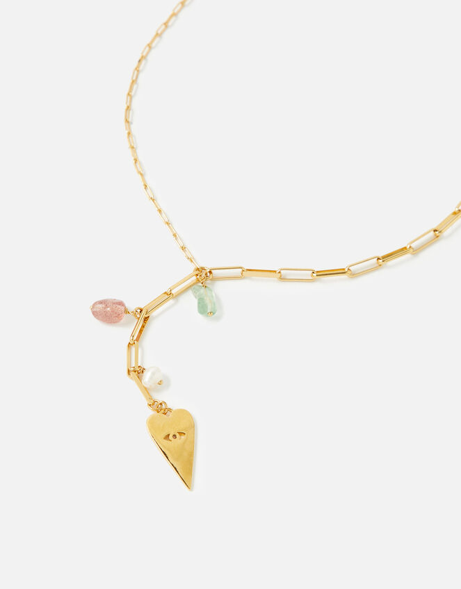 Gold-Plated Heart Talisman Y-Necklace, , large