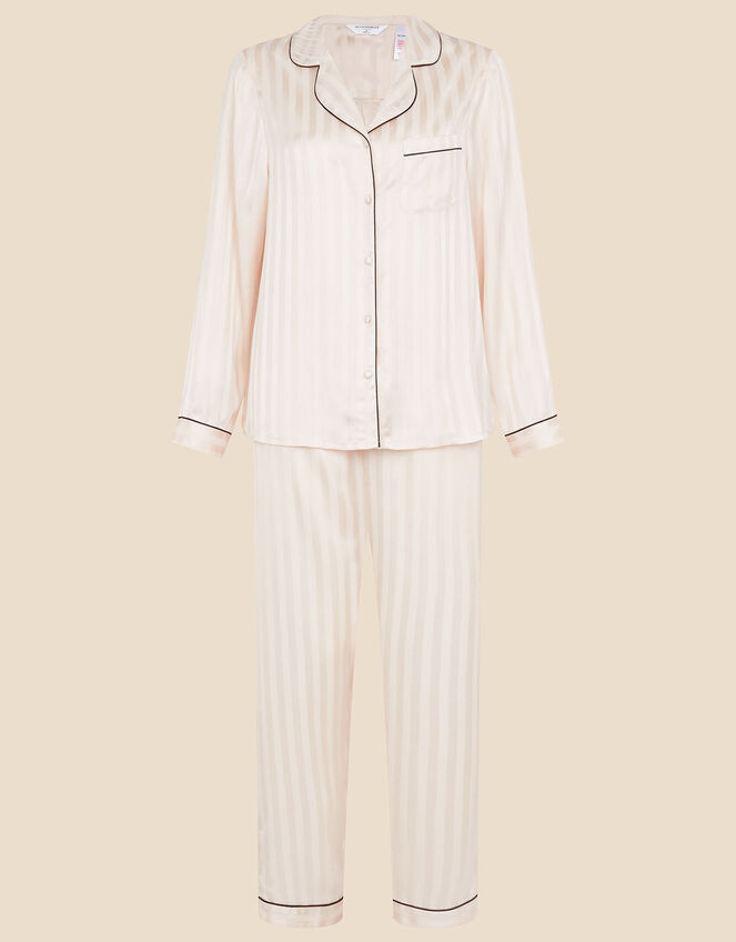 Stripe Jacquard Long Pyjama Set, Pink (PINK), large