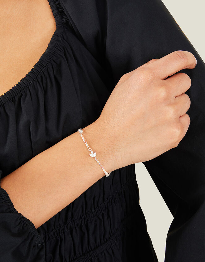 Sterling Silver-Plated Sparkle Vine Bracelet, , large