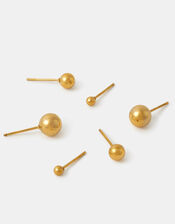 3-Pack Stainless Steel Ball Stud Earrings, , large