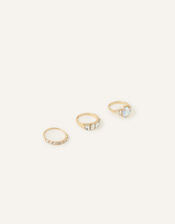 Jewel Embellished Rings Set of Three, White (CRYSTAL), large
