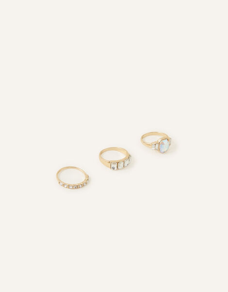 Jewel Embellished Rings Set of Three, White (CRYSTAL), large