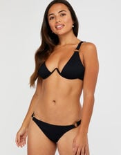 Ribbed Bikini Briefs with Rings, Black (BLACK), large