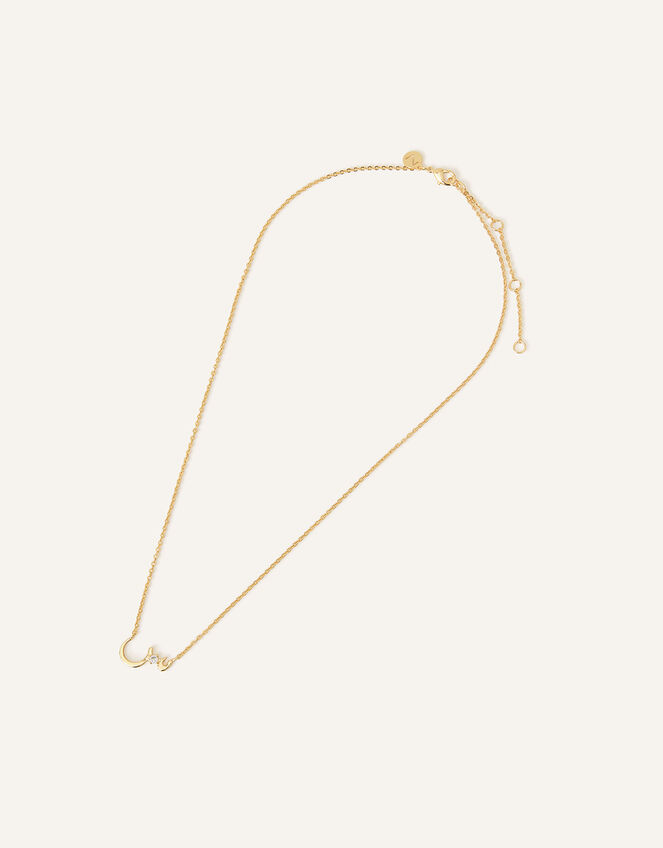 14ct Gold-Plated Arabic Initial Pendant Necklace - C (Seen), , large