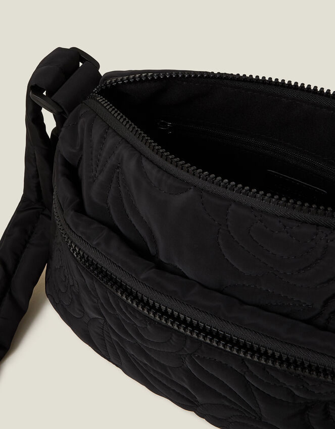 Floral Quilted Camera Bag, Black (BLACK), large