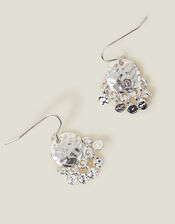 Small Hammered Disc Chandelier Earrings Silver, , large