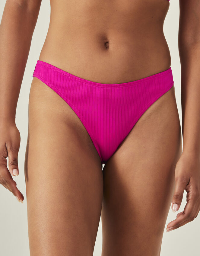 Ribbed Bikini Bottoms, Pink (PINK), large
