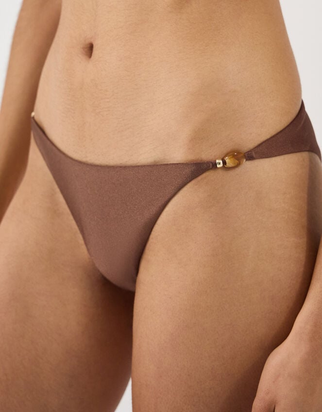 Beaded Strap Bikini Bottoms, Brown (BROWN), large