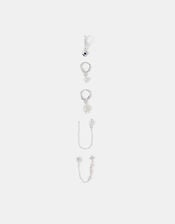 5-Pack Sterling Silver-Plated Freshwater Pearl Stud & Hoop Earrings, , large