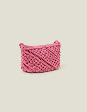 Macrame Cross-Body Bag, Pink (PINK), large