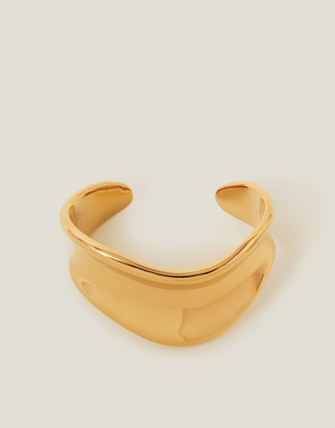 14ct Gold-Plated Stainless Steel Molten Cuff Bracelet, , large