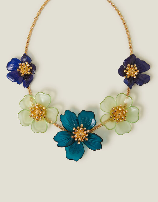 Resin Flower Statement Necklace, , large