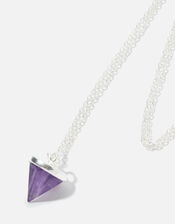 Sterling Silver Healing Stone Amethyst Pendant Necklace, , large