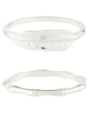 Leaf and Bamboo Stacking Set, Silver (SILVER), large