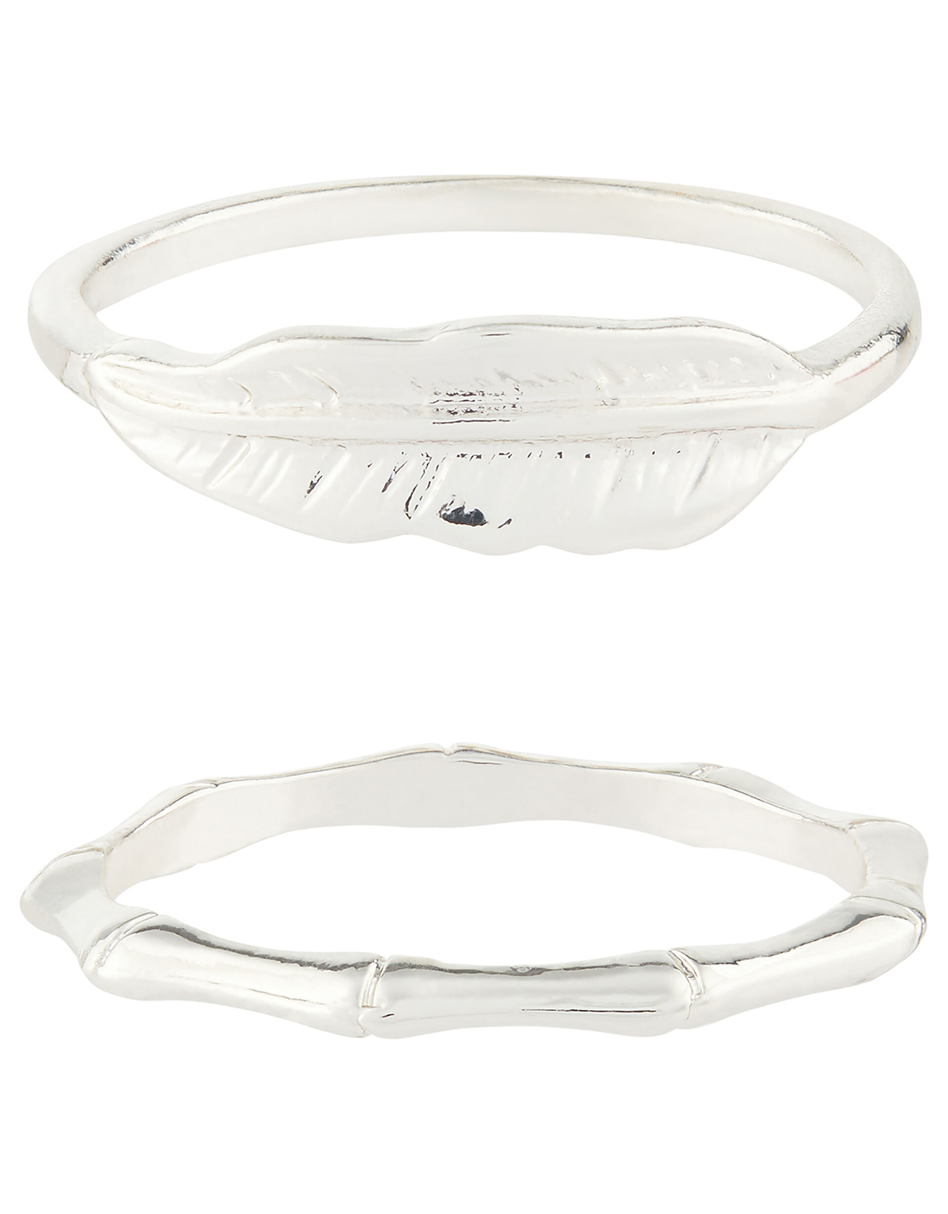 Leaf and Bamboo Stacking Set, Silver (SILVER), large