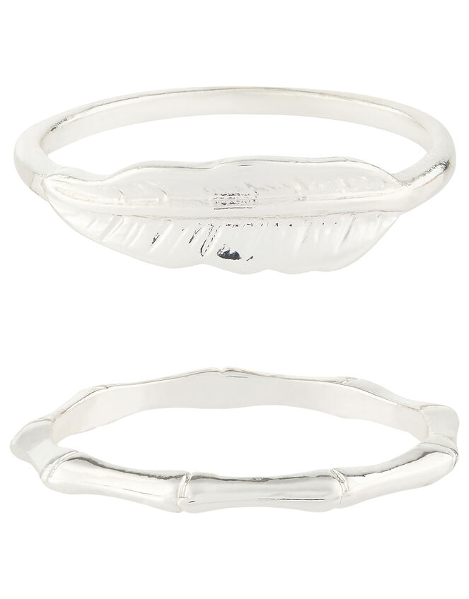 Leaf and Bamboo Stacking Set, Silver (SILVER), large