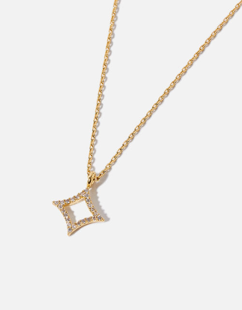 Gold-Plated Diamond Sparkle Pendant Necklace, , large