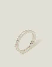 Sterling Silver-Plated Diamanté Band Ring, Silver (ST SILVER), large