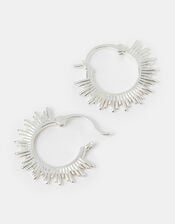 Sterling Silver-Plated Sun Hoop Earrings, , large
