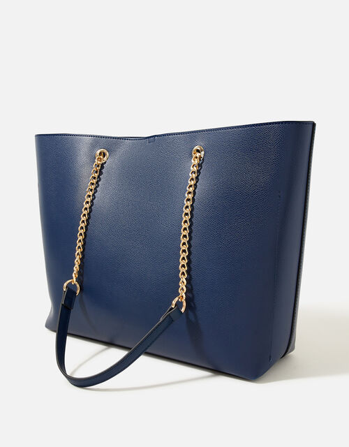 Chain Tote Bag, Blue (NAVY), large