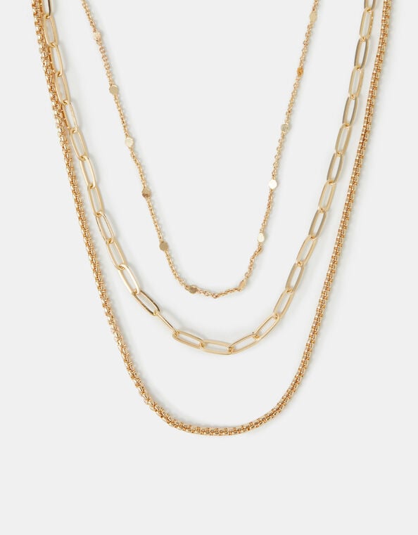 3-Pack Textured Chain Necklaces, , large