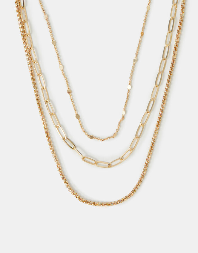 3-Pack Textured Chain Necklaces, , large
