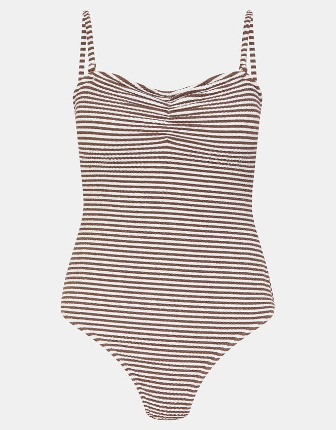 Textured Stripe Swimsuit, Camel (BEIGE), large