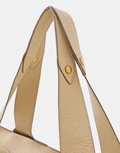 Faux Leather Pleated Shoulder Bag, Mink (MINK), large