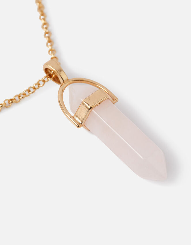 Stone Pendant Necklace, Pink (PALE PINK), large
