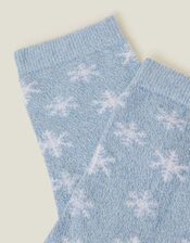 Snowflake Glitter Socks, Blue (BLUE), large