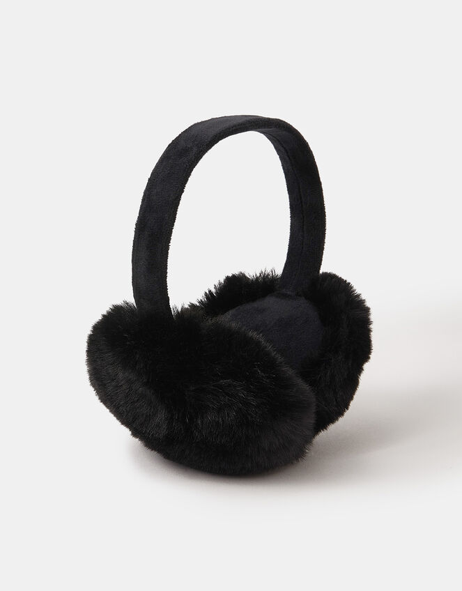 Faux Fur Earmuffs, Black (BLACK), large