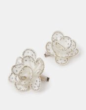 2-Pack Girls Diamanté Flower Hair Clips, , large